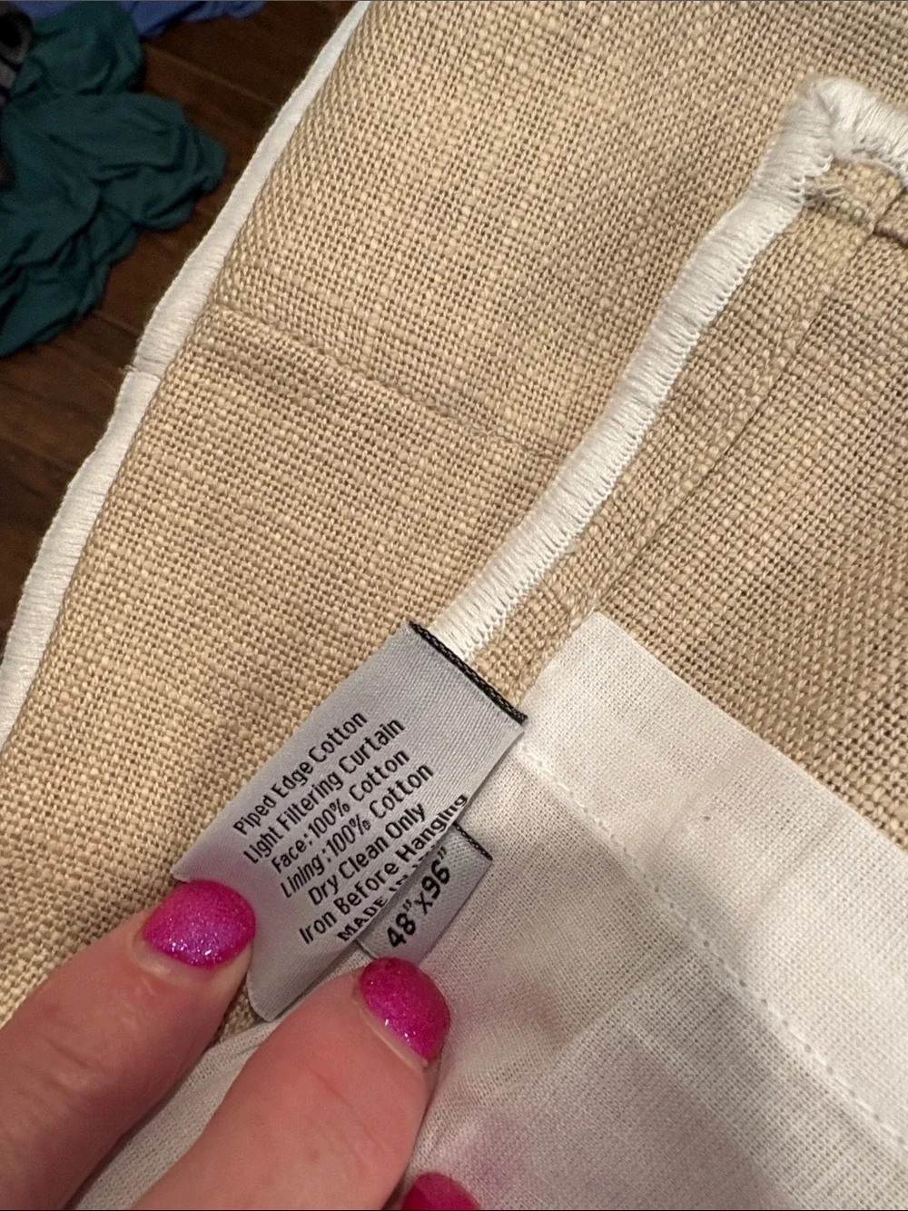 Quince Linen Piped Edge Cotton Curtain - Single Panel, 48x96